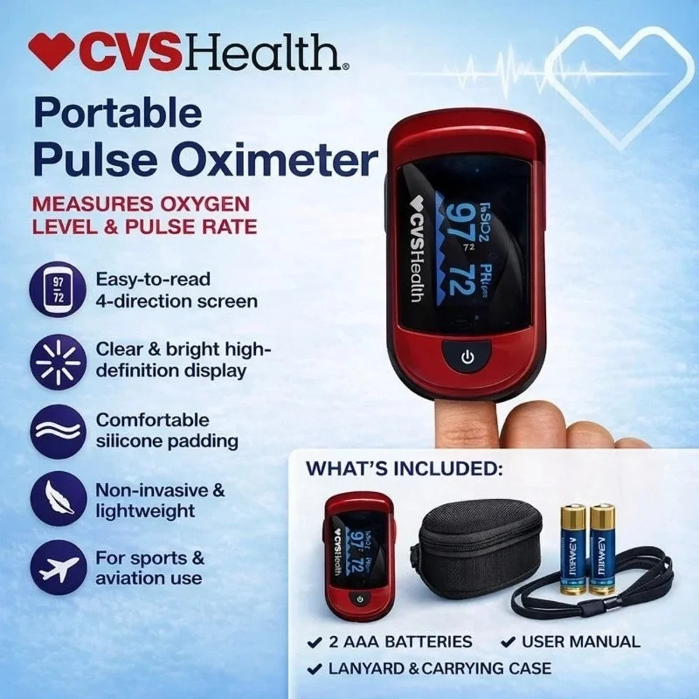 CVS Health Portable Pulse Oximeter Blood Oxygen & Pulse Rate Monitor Bin Deal